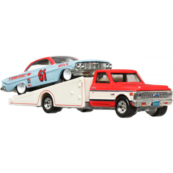 Фото - Коллекционная машина Hot Wheels 61 Impala и транспортер 72 Chevy Ramp Truck серии "Car Culture" (FLF56/HKF40)