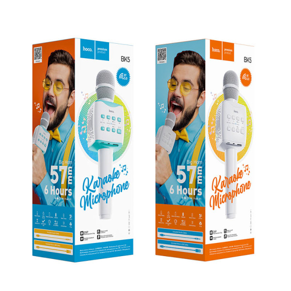 Фото - Микрофон вокальный беспроводной HOCO BK5 Blue (6931474742308)