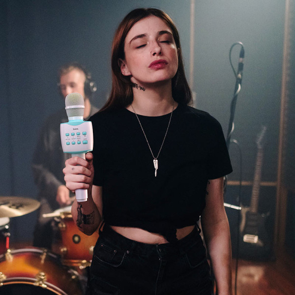 Фото - Микрофон вокальный беспроводной HOCO BK5 Blue (6931474742308)