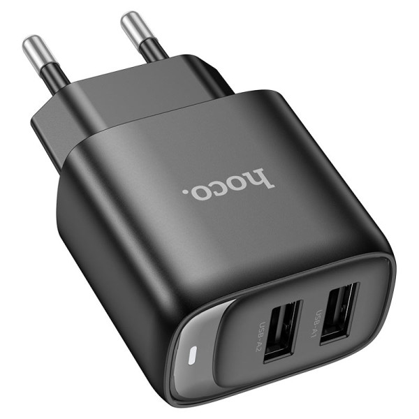 Фото - Сетевое зарядное устройство HOCO C141A Smart dual-port charger Black (6942007627849)
