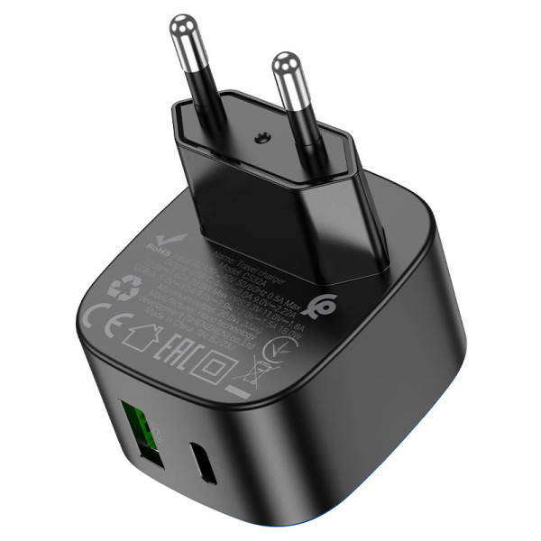 Фото - Сетевое зарядное устройство HOCO CS32A Rise PD20W+QC3.0 charger Black (6942007617451)