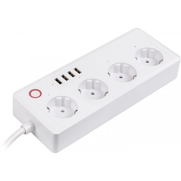 Фото - Сетевой фильтр Tuya Smart 1.8 м 16A 4 розетки 4xUSB (HS082383)