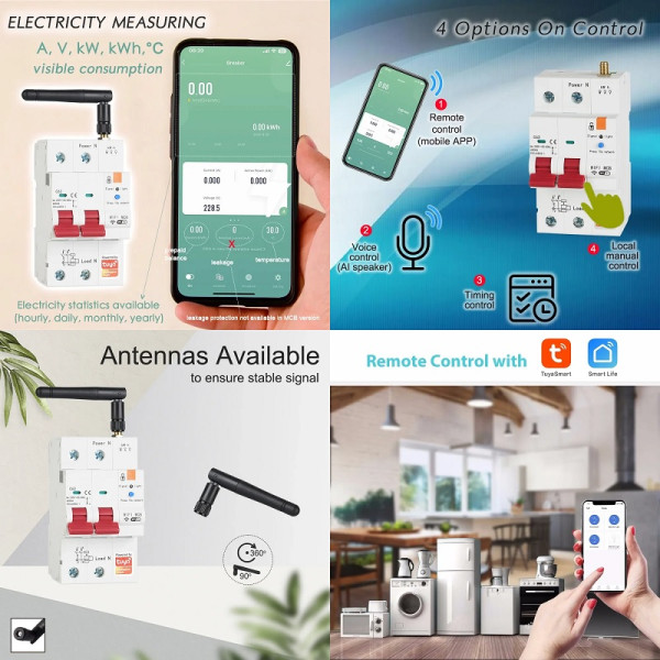 Фото - Релейный выключатель Tuya 1P+N, Wi-Fi, RS485, 63A (HS084059)