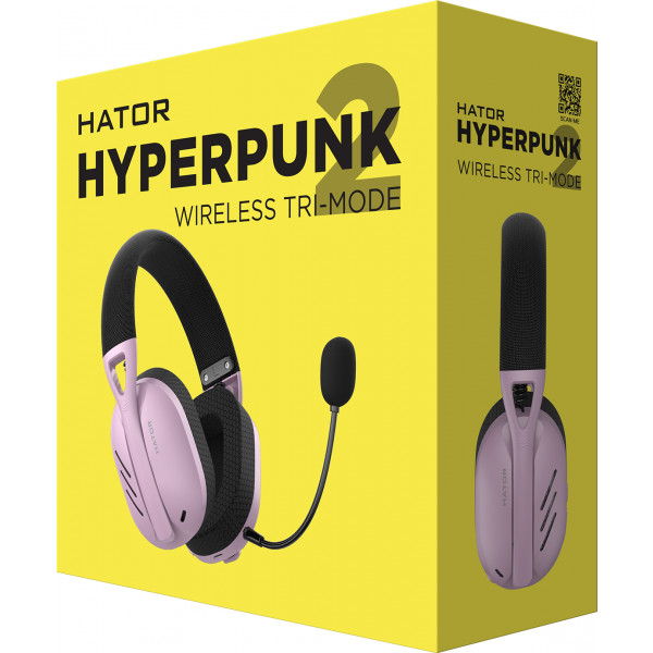Фото - Гарнитура беспроводная игровая Hator Hyperpunk 2 Wireless Tri-mode Black/Lilac (HTA-859)