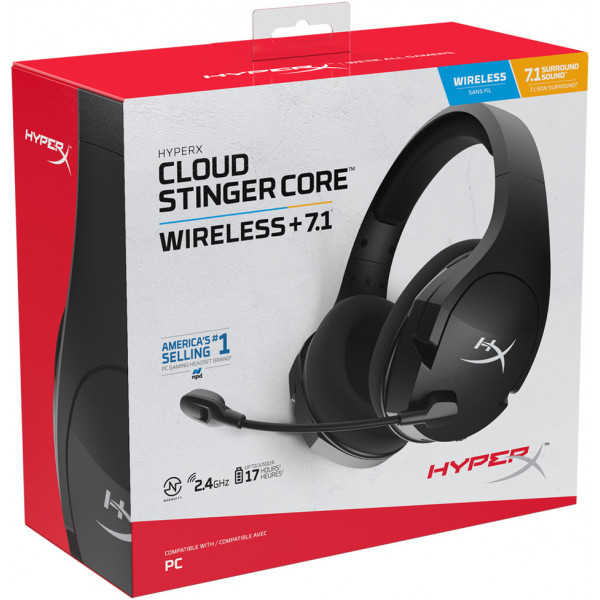 Фото - Гарнитура беспроводная игровая HyperX Cloud Stinger Core Wireless Gaming Headset+ 7.1 Black (4P4F0AA)