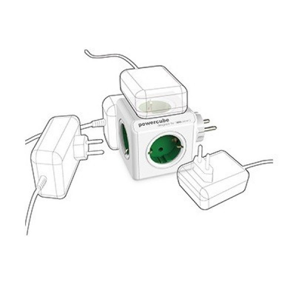 Фото - Разветвитель 220В Allocacoc Powercube Original USB 4р+2 USB Green (1202GN/DEOUPC)