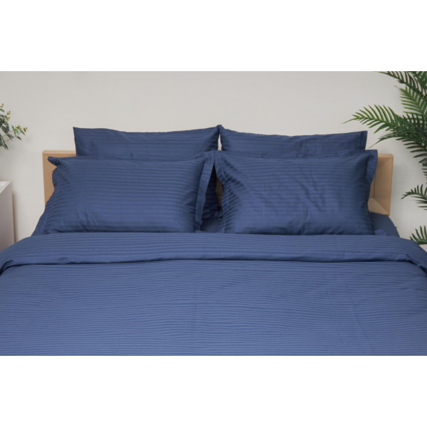 Фото - Комплект постельного белья Moon&Star 160х220х2 нав. 2х50х70 Delfi Blue Satin Stripe (MS-820000521)