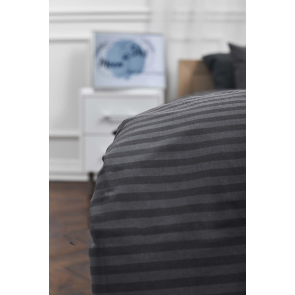 Фото - Комплект постельного белья Moon&Star 160х220х2 нав. 4х70х70 Gray Stripe&Black Бязь Gold Люкс (MS-820001074)