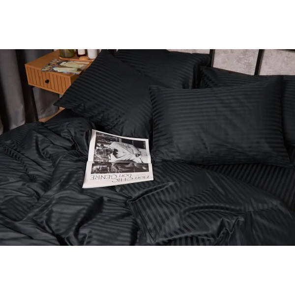 Фото - Комплект постельного белья Moon&Star Satin Stripe «Midnight Luxe» King Size 220x240 см нав. 4х50х70 (MS-820005253)