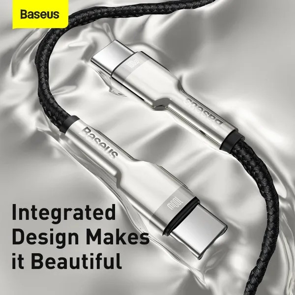 Фото - Кабель синхронизации данных Baseus Cafule Metal Type-C to Type-C 100W 1 м Black (CATJK-C01)