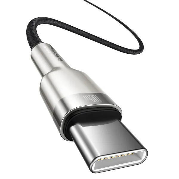 Фото - Кабель синхронизации данных Baseus Cafule Metal Type-C to Type-C 100W 1 м Black (CATJK-C01)