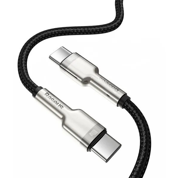 Фото - Кабель синхронизации данных Baseus Cafule Metal Type-C to Type-C 100W 1 м Black (CATJK-C01)