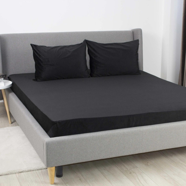 Фото - Простынь полуторная ТЕП VELOUR с резинкой 160х200 см Черный (2-04756_34657)