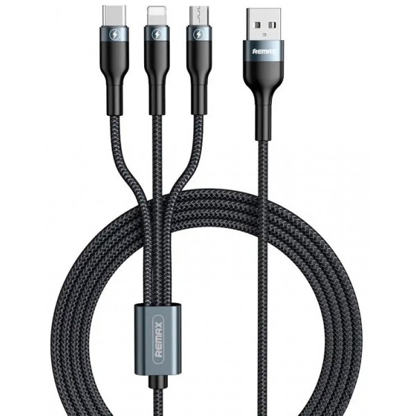 Фото - Кабель синхронизации данных Remax RC-186th SPEED Combo 3-in-1 USB - Lightning + micro USB + USB Type-C (M/M), 2.1 A, 1.2 м, Black (2000700011052) Фото - Кабель синхронизации данных Remax RC-186th SPEED Combo 3-in-1 USB - Lightning + micro USB + USB Type-C (M/M), 2.1 A, 1.2 м, Black (2000700011052)