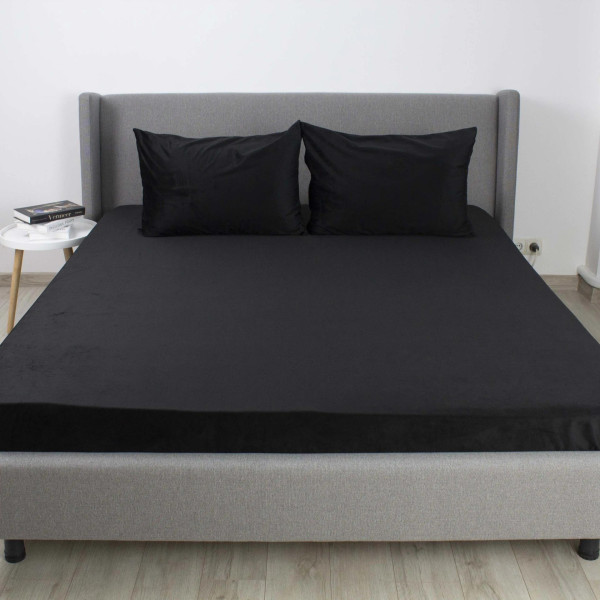 Фото - Простынь полуторная ТЕП VELOUR с резинкой 160х200 см Черный (2-04756_34657)