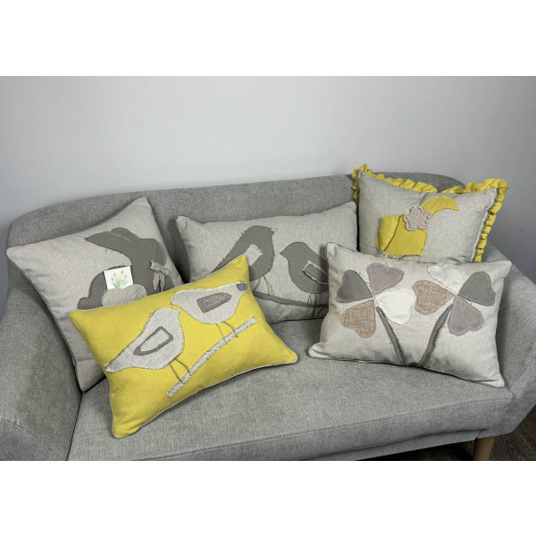 Фото - Подушка декоративная Прованс желтая Пара птичек 35х50 см (033333)