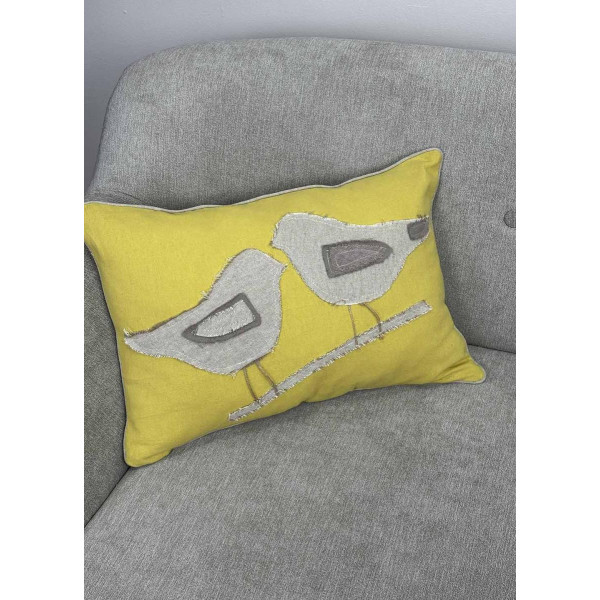 Фото - Подушка декоративная Прованс желтая Пара птичек 35х50 см (033333)