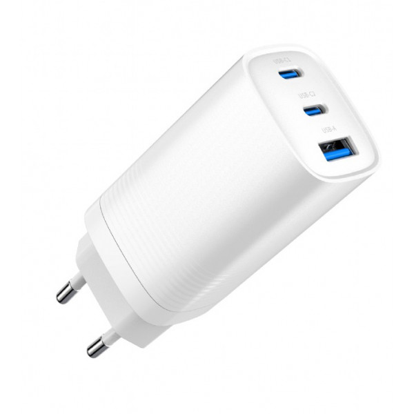 Фото - Сетевое зарядное устройство Gembird USB-A+2 Type-C PD18W + QC3.0 27W (TA-UC-PDQC65-01-W)