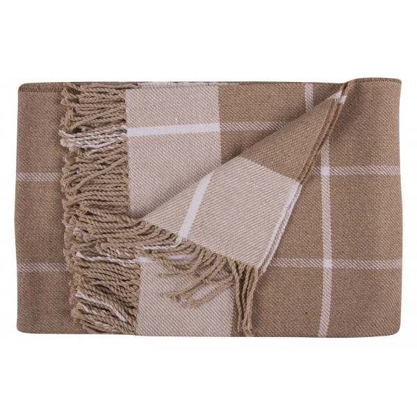 Фото - Плед полуторный Vladi Валенсия Harry бел-песок-песок 140х200