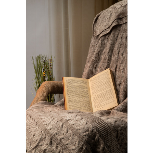 Фото - Плед двуспальный Прованс "Глория" косы Латте 190х220 (021995)