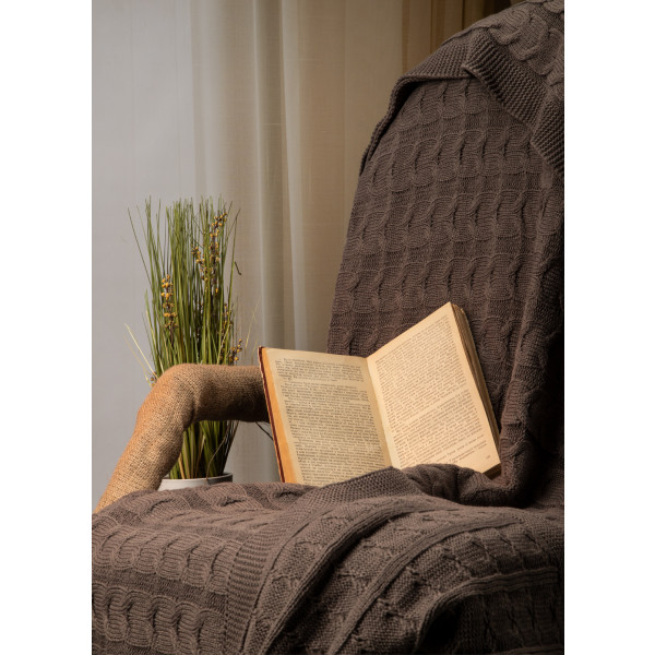 Фото - Плед полуторный Прованс "Глория" косы Шоколад 140х180 (017610)