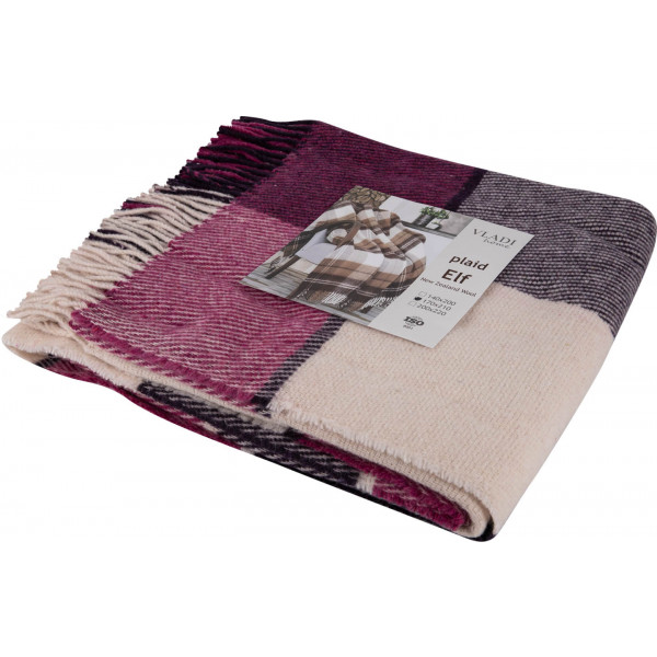 Фото - Плед двуспальный Vladi Эльф Liam бел-фуксия-слива 170х210