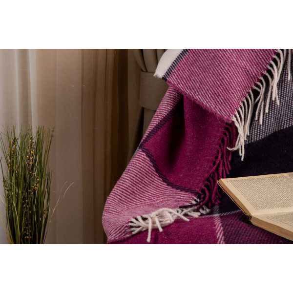 Фото - Плед двуспальный Vladi Эльф Liam бел-фуксия-слива 170х210