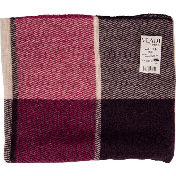 Фото - Плед двуспальный Vladi Эльф Liam бел-фуксия-слива 170х210