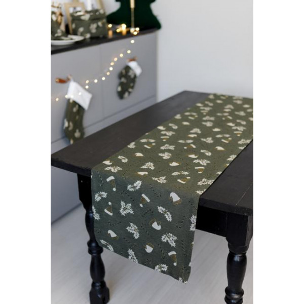 Фото - Скатерть раннер Прованс Шапочки на зеленом 40х180 см (036826)