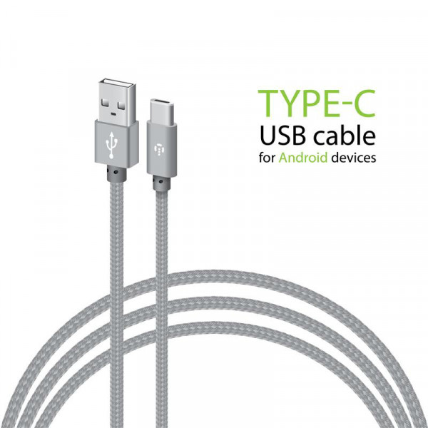 Фото - Уценка - Кабель синхронизации данных Intaleo CBGNYT2 USB-USB Type-C 2m Grey (1283126489143)