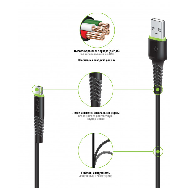 Фото - Кабель синхронизации данных Intaleo Micro USB 0,2м Black (CBFLEXM0)