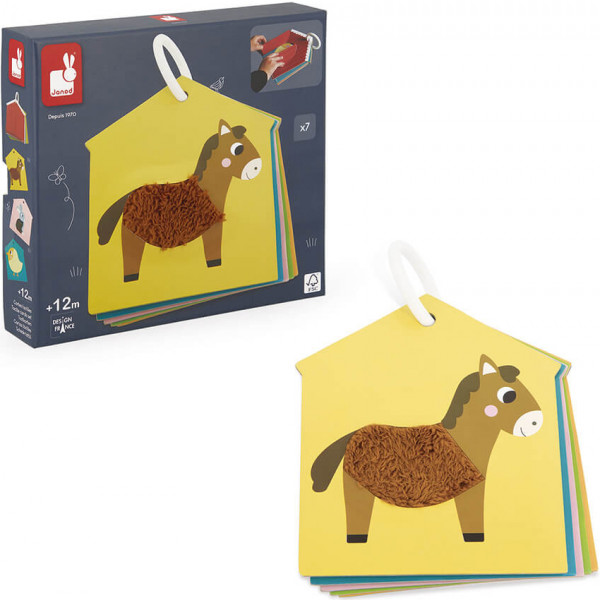 Фото - Книжка-игрушка Janod Тактильные карточки Ферма (J02692)