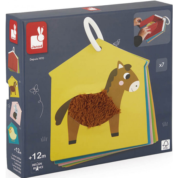Фото - Книжка-игрушка Janod Тактильные карточки Ферма (J02692)