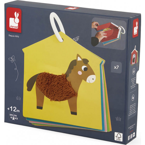 Фото - Книжка-игрушка Janod Тактильные карточки Ферма (J02692)