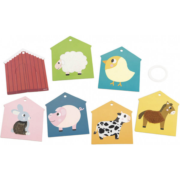 Фото - Книжка-игрушка Janod Тактильные карточки Ферма (J02692)