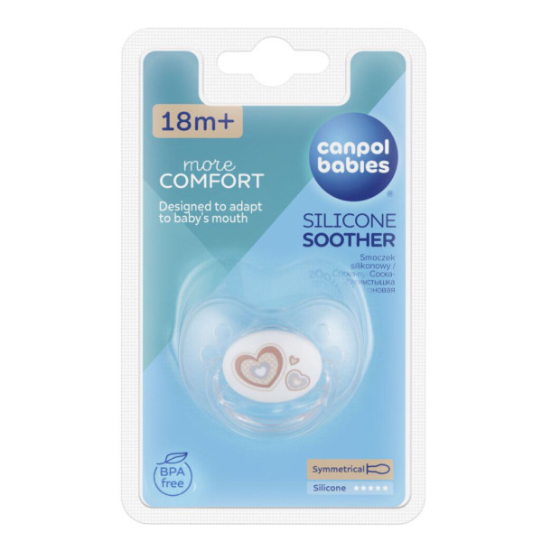 Фото - Симметричная пустышка Canpol babies Newborn baby 18+ мес бежевые сердца (22/582_bei)