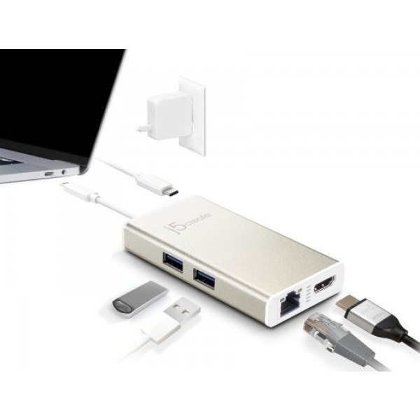 Фото - Хаб USB J5create USB-C 5-в-1 Silver (JCA374-N)