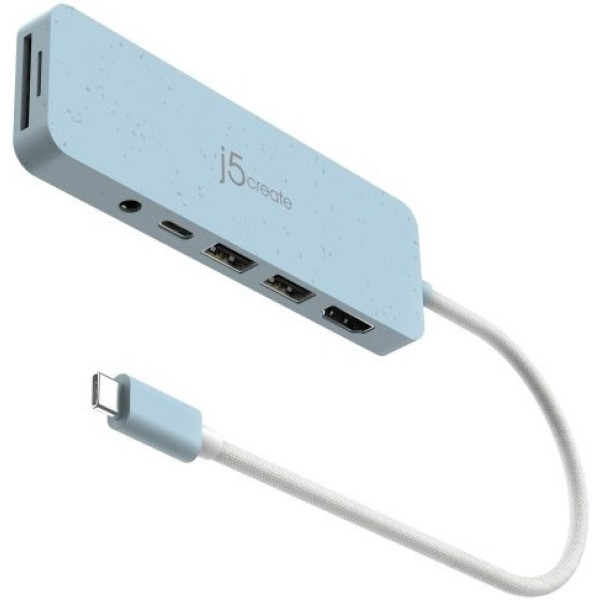Фото - Хаб USB J5create USB-C 6-в-1 Fresh Cyan (JCD373EC-N)