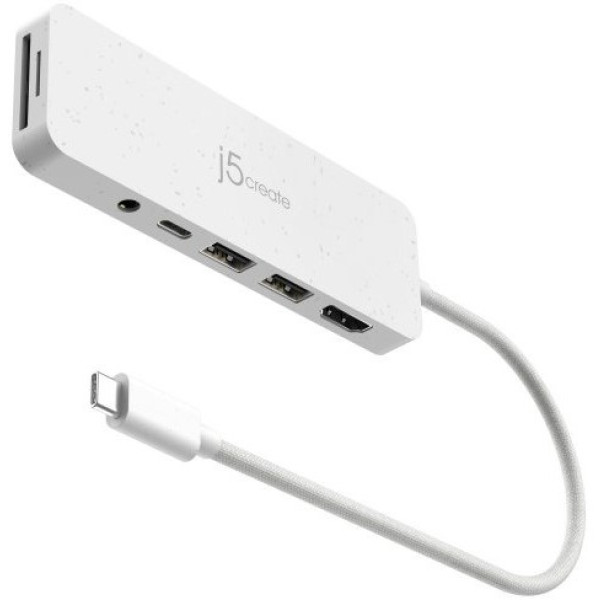 Фото - Хаб USB J5create USB-C 6-в-1 Nature White (JCD373EW-N)