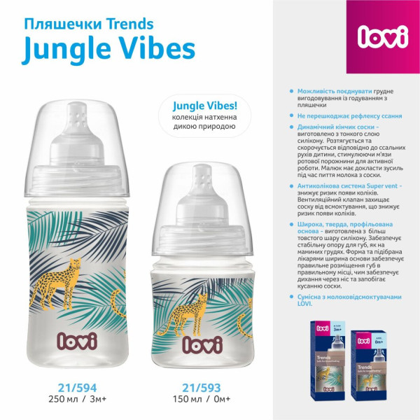 Фото - Бутылочка для кормления Lovi Trends 250 мл - Jungle Vibes (21/594)