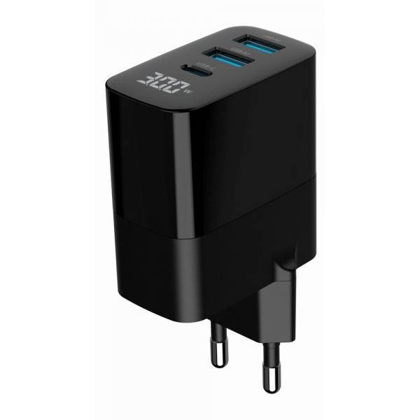 Фото - Сетевое зарядное устройство Gembird 2хUSB-A (QC3.0 18W) + 1хType-C PD20W (TA-UC-PDQC30LCD-BK-02)