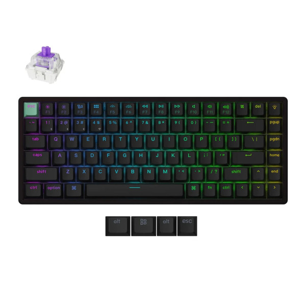 Фото - Клавиатура беспроводная Keychron K2HE 81Key, Gateron Double-Rail Magnetic Nebula, WL/BT/USB-A Black (K2H-J1-UA)