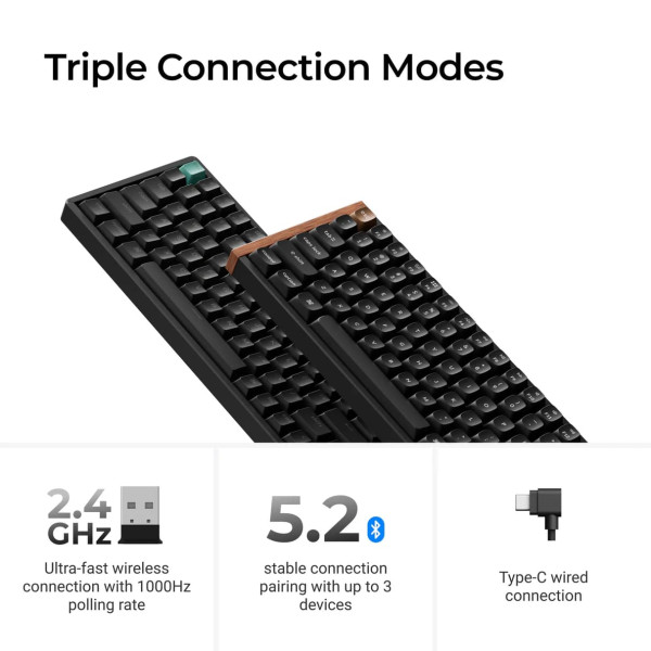 Фото - Клавиатура беспроводная Keychron K2HE 81Key, Gateron Double-Rail Magnetic Nebula, WL/BT/USB-A Black (K2H-J1-UA)