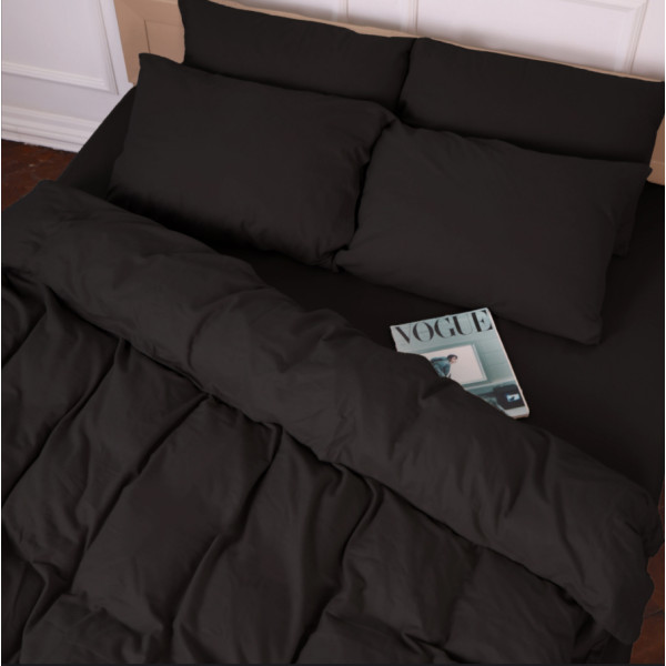 Фото - Простынь двуспальная MirSon Фланель 002 Black 180x200 см (2200009648571)