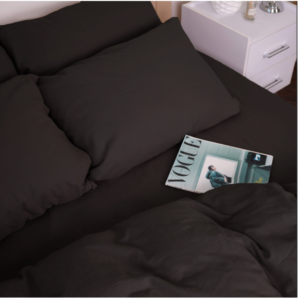 Фото - Простынь двуспальная MirSon Фланель 002 Black 180x200 см (2200009648571)