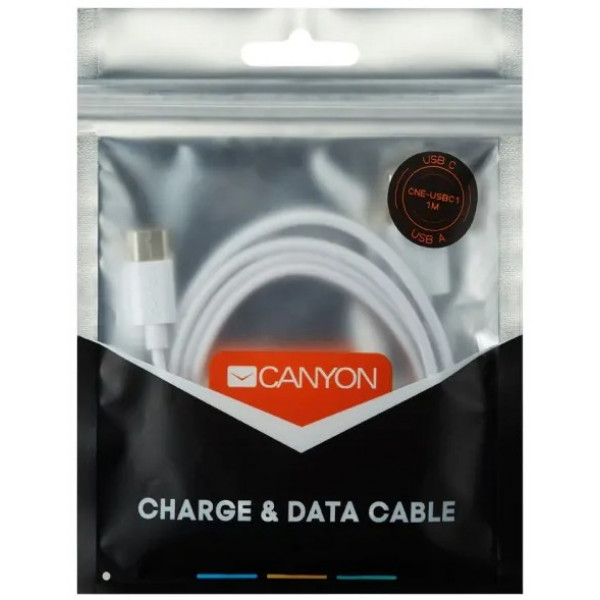Фото - Кабель синхронизации данных Canyon Type-C USB 1m White (CNE-USBC1W)