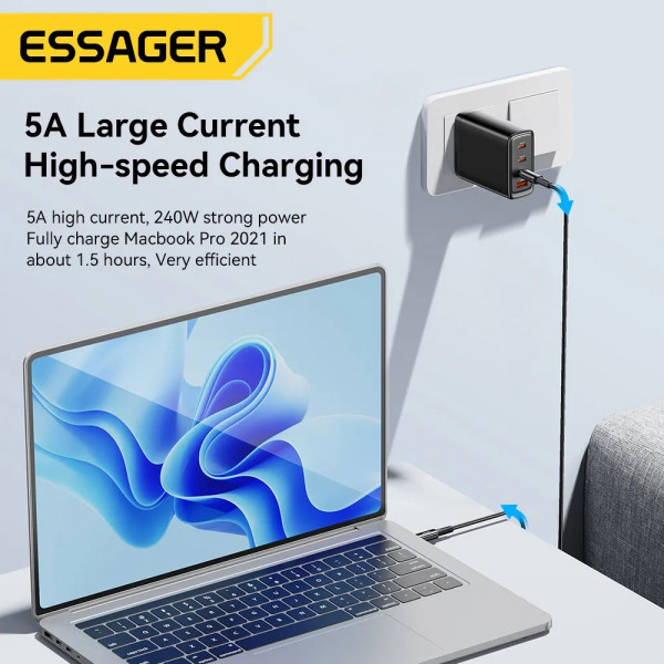 Фото - Кабель синхронизации данных Essager Sunset C-C 240W Data cable 2m (EXCTT3-CGA0G-P)