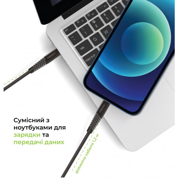 Фото - Кабель синхронизации данных Intaleo CBFLEXTL1 USB-C-Lightning 1.2м Black (1283126542459)