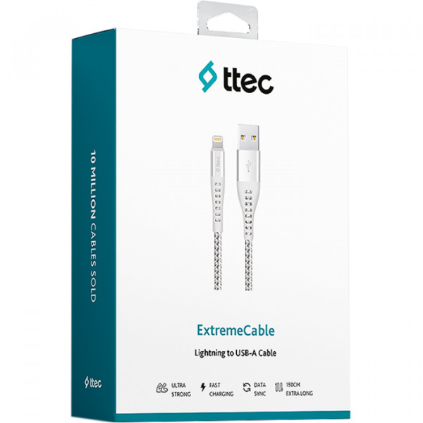 Фото - Кабель синхронизации данных Ttec USB - Lightning, ExtremeCable, 1.5m Silver (2DKX01LG