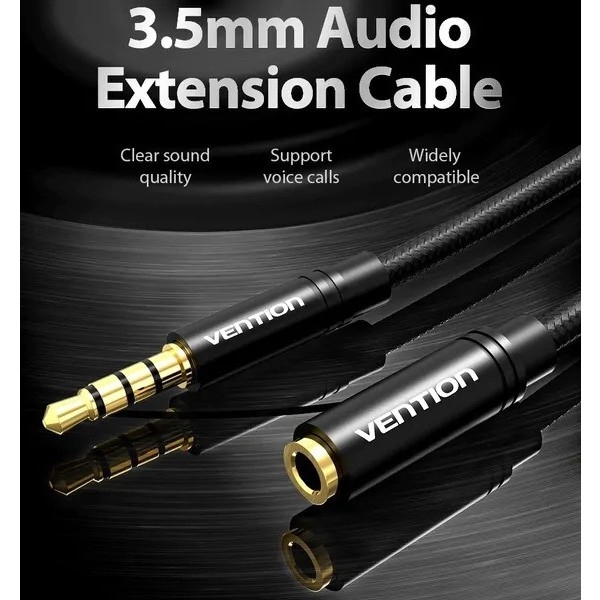 Фото - Кабель 3.5 мм - 3.5 мм Vention Audio 3.5 mm M - 3.5 mm F 5 m Black (VAB-B06-B500-M)
